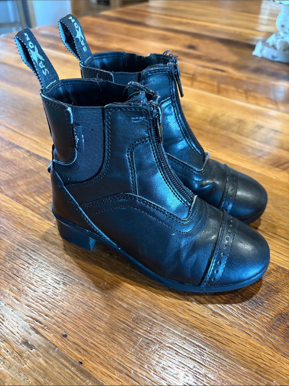 SAXON Kids Black Zip Front Riding Boots